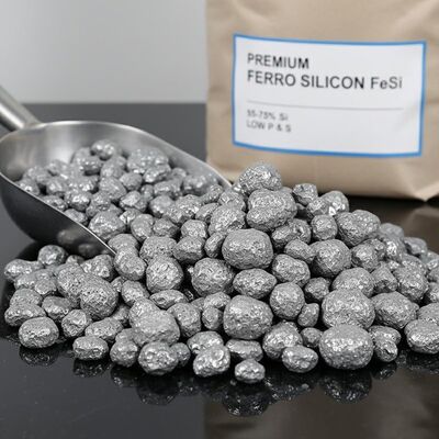Granulés de FeSi de silicium ferreux de qualité supérieure contenant 55 à 75% de silicium pour les alliages d'acier et de fonte de 10 à 100 mm et faibles en phosphore et en soufre