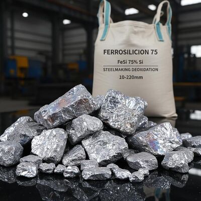 Ferrosilicium industriel 75 (FeSi 75) alliage à 75% de silicium destiné à la désoxydation dans l'acier, taille 10 ̊220 mm