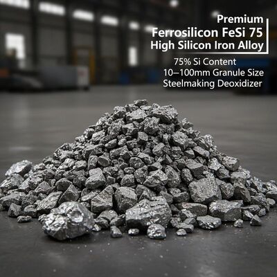 Ferrosilicium de qualité supérieure FeSi 75 alliage de fer à haute teneur en silicium avec 75% de silicium et taille de granule 10 ̊100 mm pour désoxydant de sidérurgie